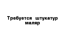 Требуется  штукатур маляр